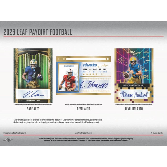 2026 Leaf Paydirt Football Hobby, Box