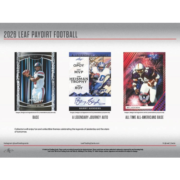 2026 Leaf Paydirt Football Jumbo, 10 Box Case