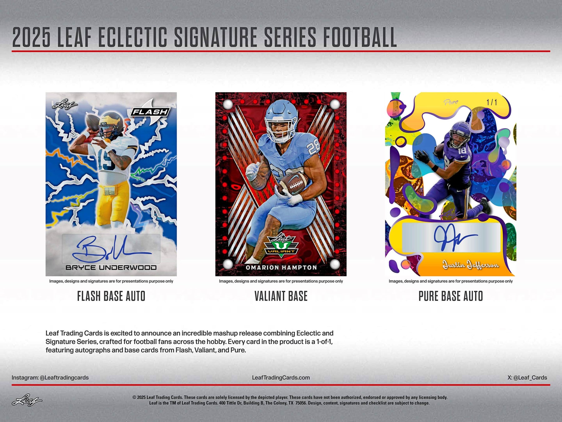 2025 Leaf Eclectic Signature Series Football Hobby, 10 Box Case