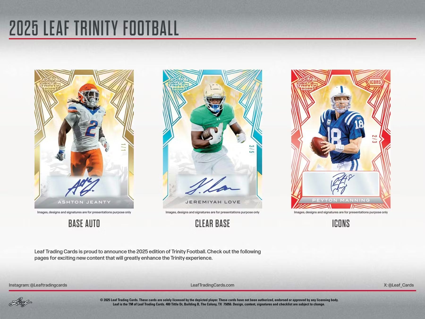 2025 Leaf Trinity Football Jumbo, 8 Box Case