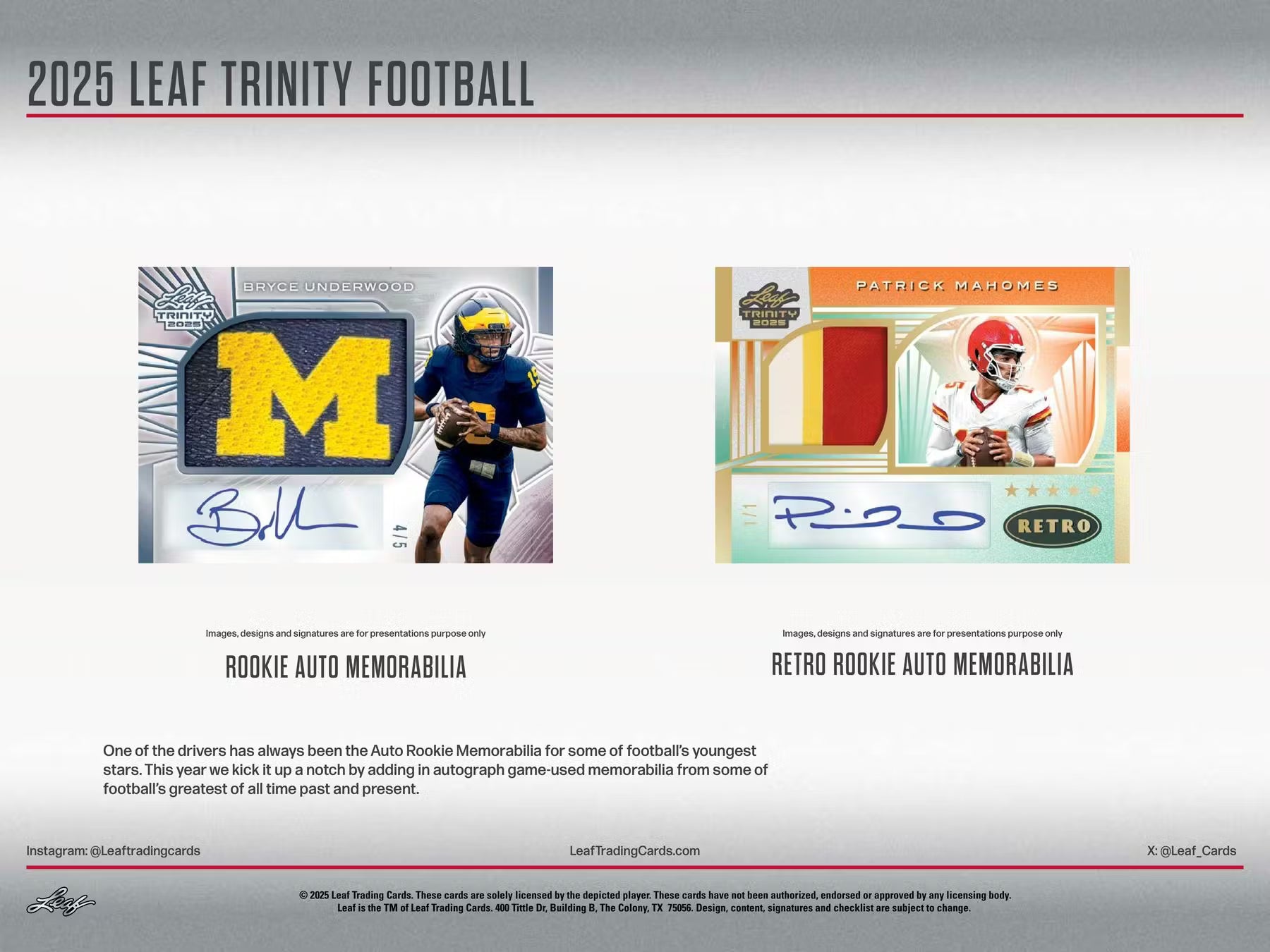 2025 Leaf Trinity Football Jumbo, Box