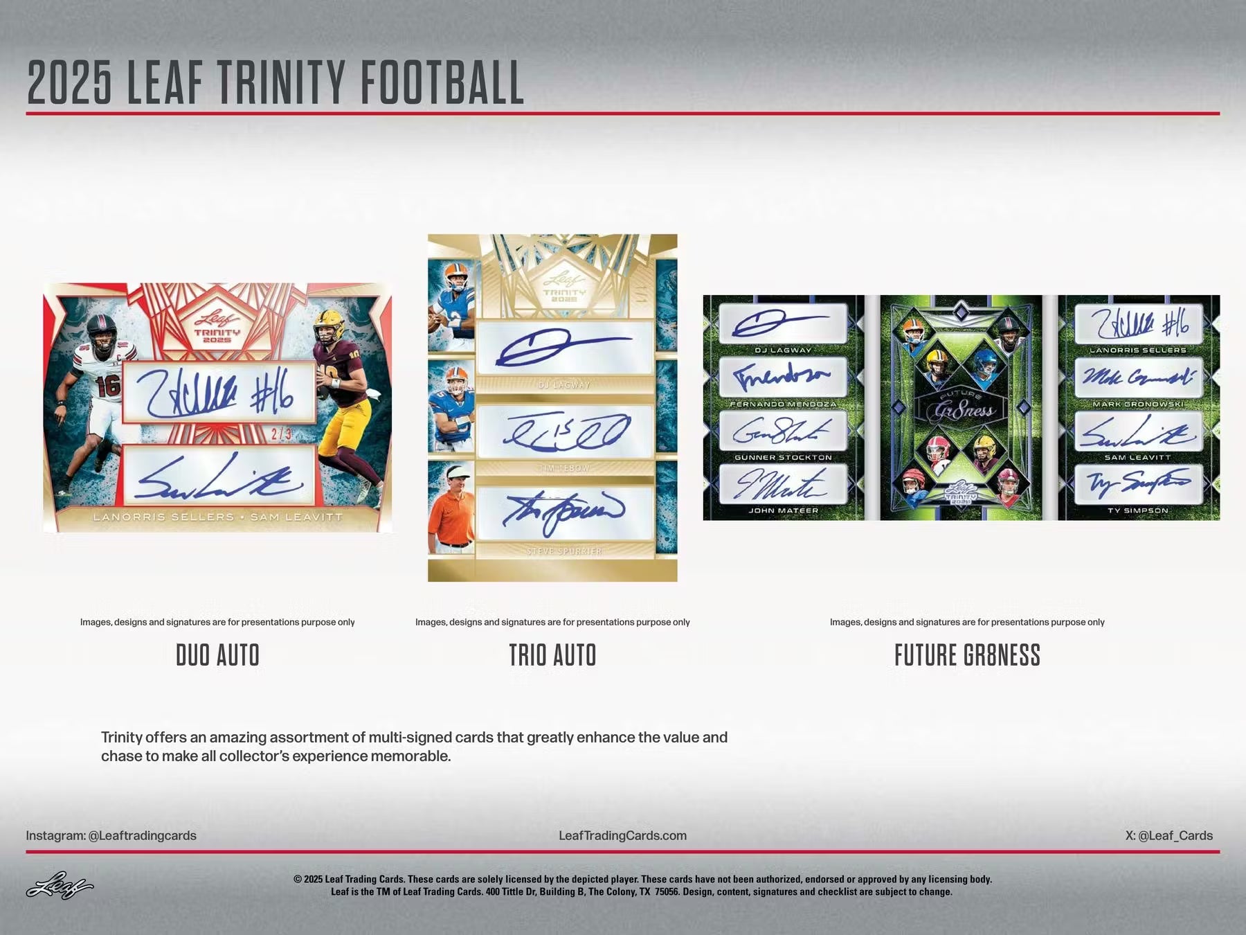 2025 Leaf Trinity Football Jumbo, 8 Box Case