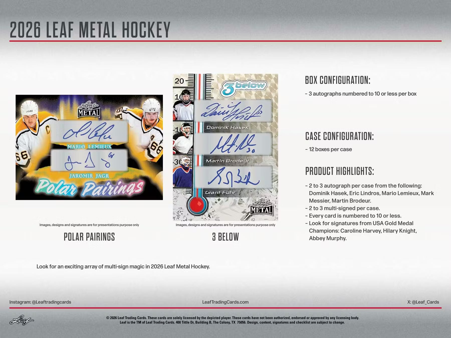 2026 Leaf Metal Hockey Hobby, 12 Box Case