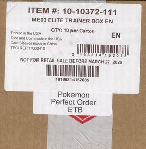 Pokemon Mega Evolution Perfect Order, 10 Elite Trainer Box (ETB) Case