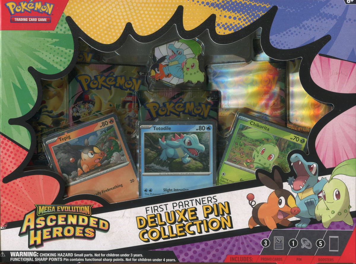 Pokemon Mega Evolution Ascended Heroes First Partners Deluxe Pin Collection, 6 Box Case