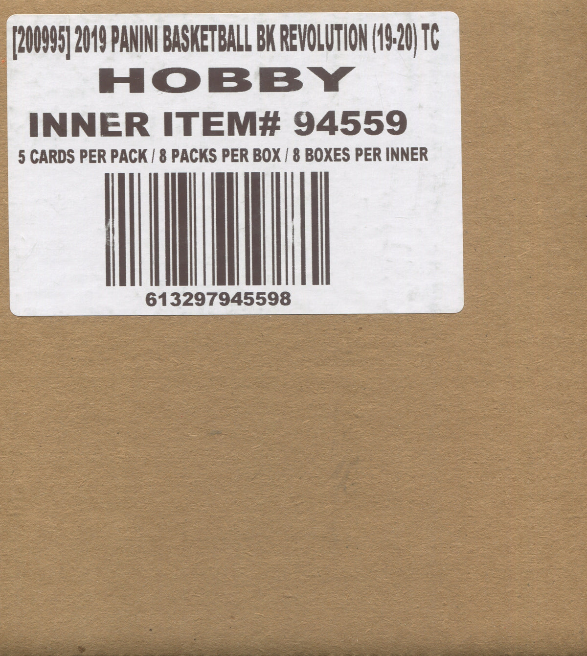2019-20 Panini Revolution Basketball Hobby, 8 Box Inner Case