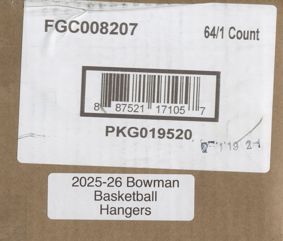 2025-26 Bowman Basketball Hanger, 64 Box Case
