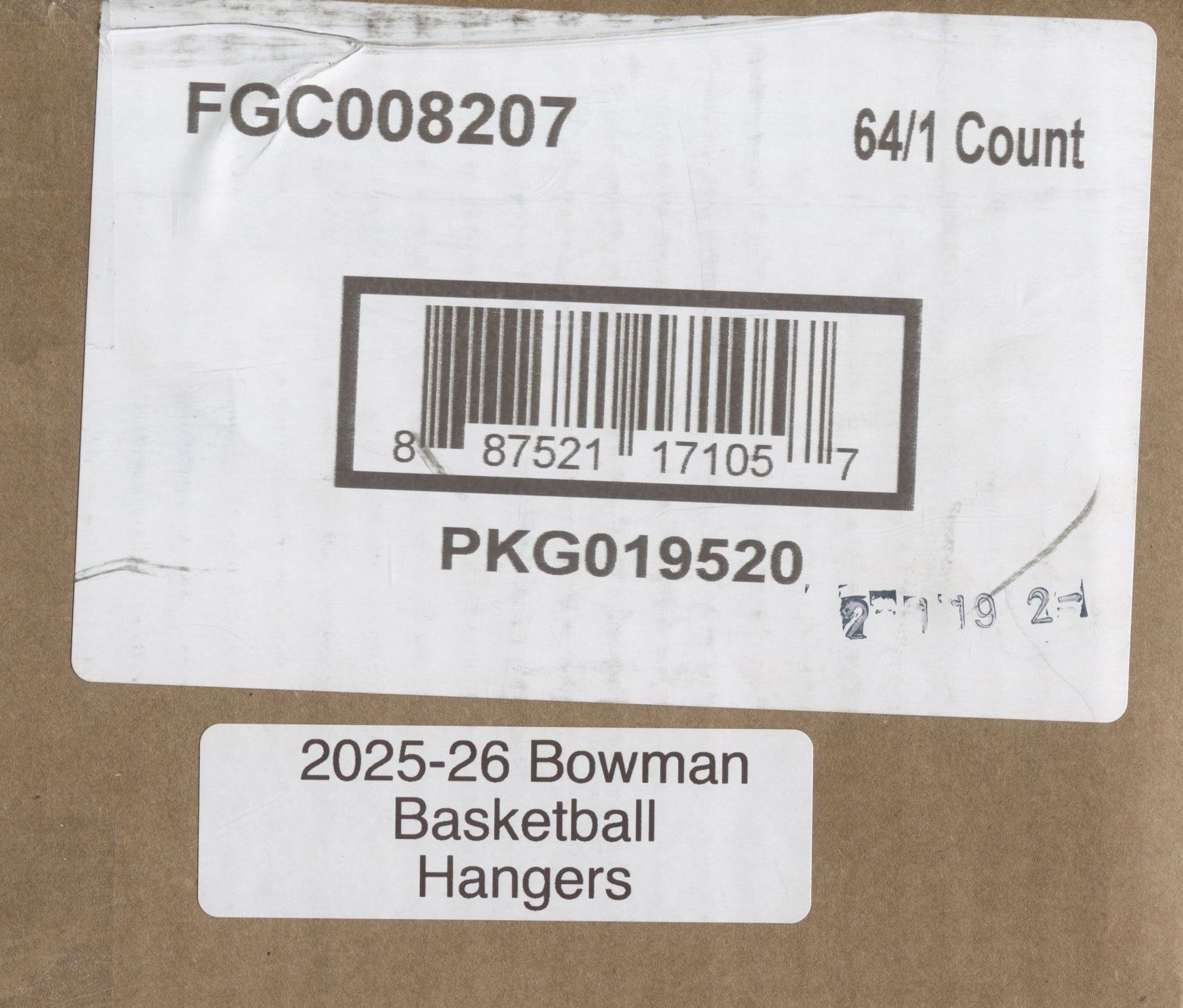 2025-26 Bowman Basketball Hanger, 64 Box Case