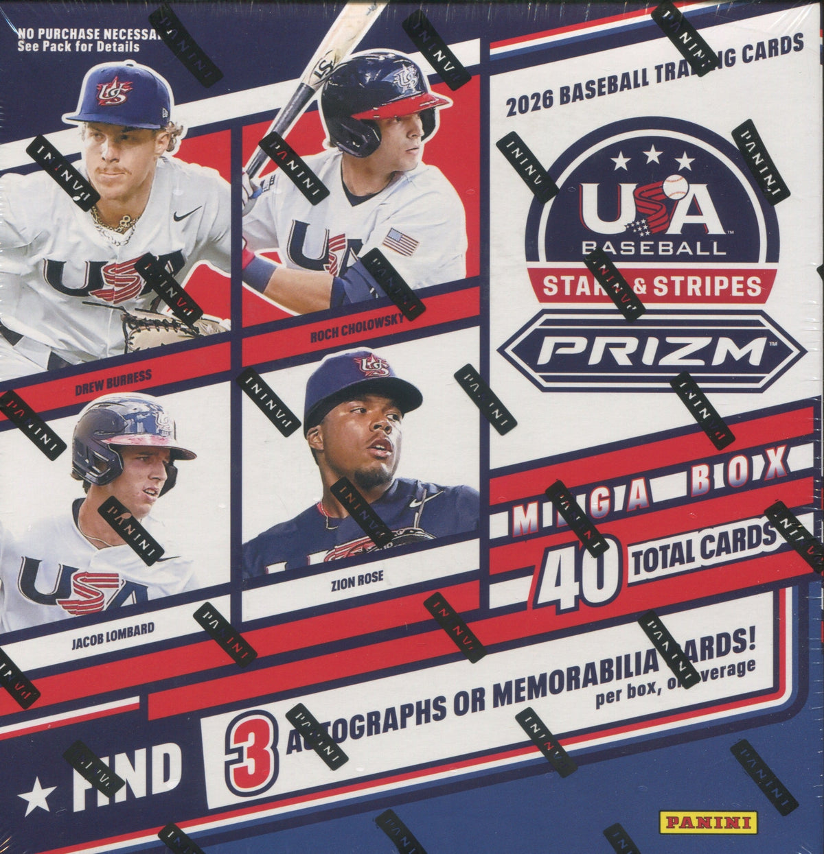 2026 Panini USA Stars & Stripes Prizm Baseball Mega, 20 Box Case