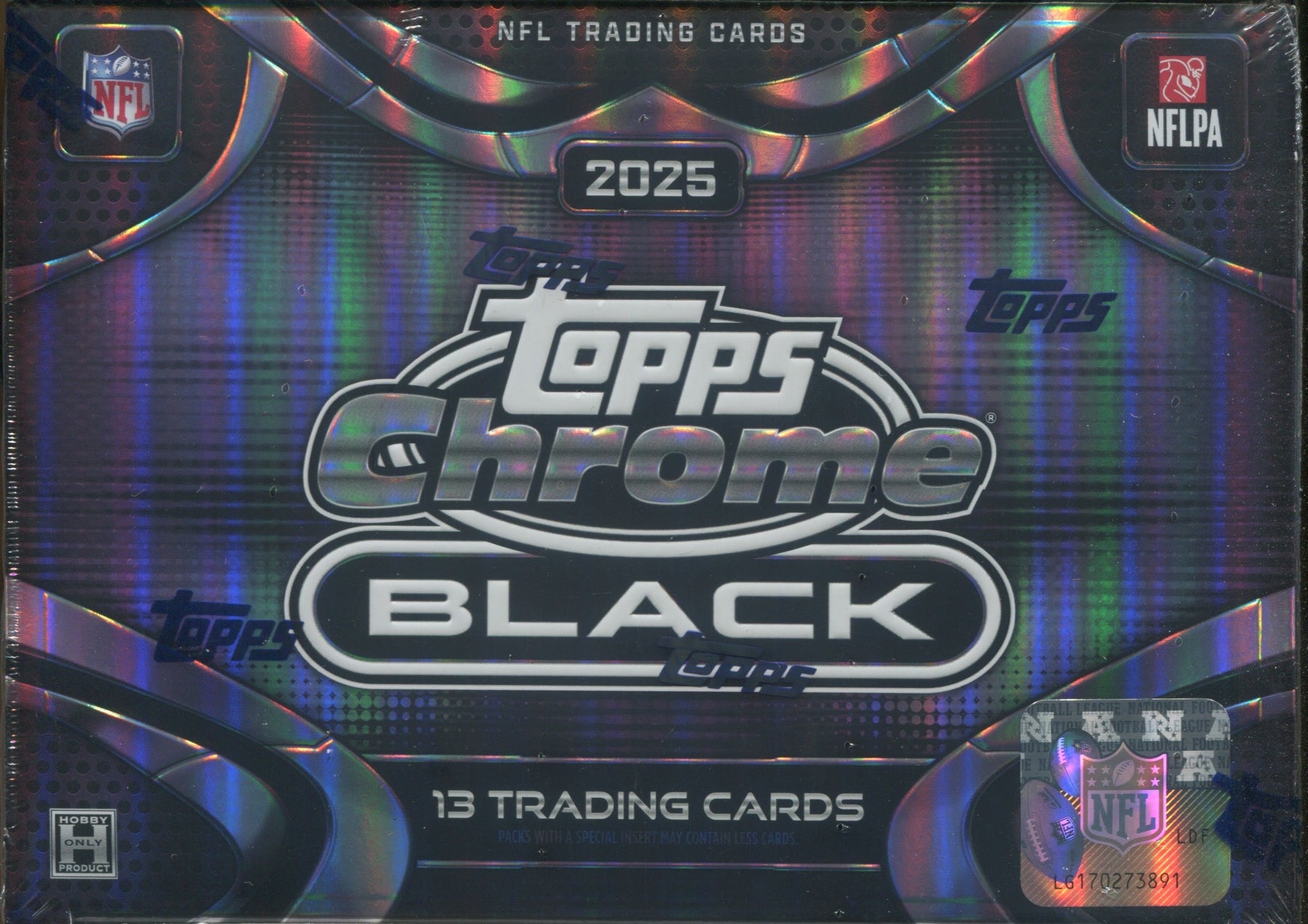2025 Topps Chrome Black Football Hobby, 12 Box Case