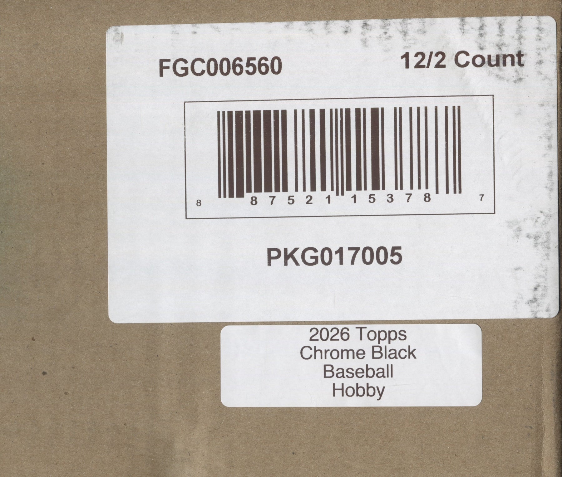 2026 Topps Chrome Black Baseball Hobby, 12 Box Case