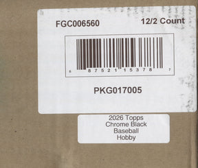 2026 Topps Chrome Black Baseball Hobby, 12 Box Case