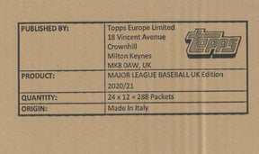 2020 Topps UK Edition Hobby Baseball, 12 Box Case