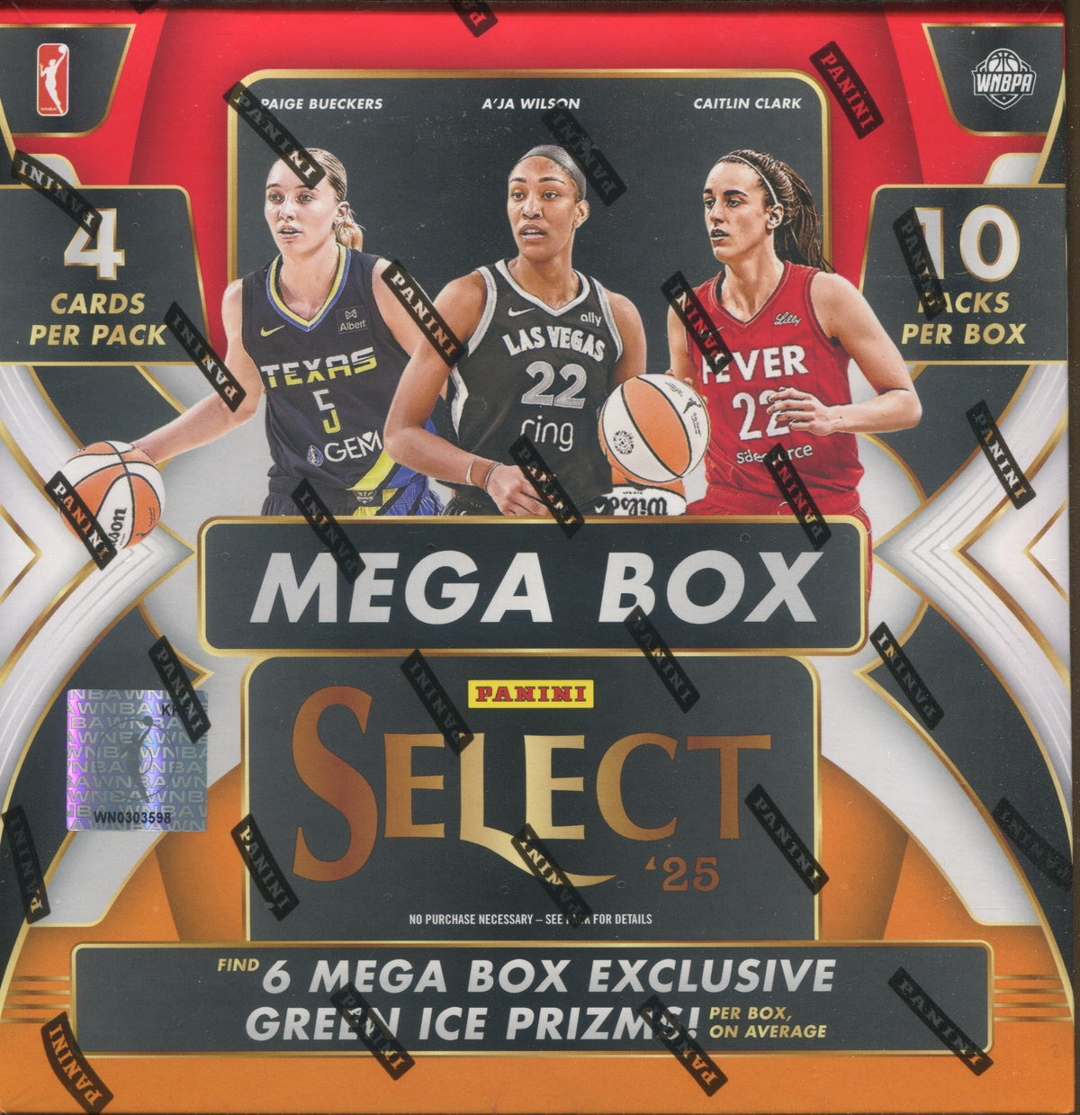 2025 Panini Select WNBA Basketball Hobby Mega, Box (Green Ice Prizms)