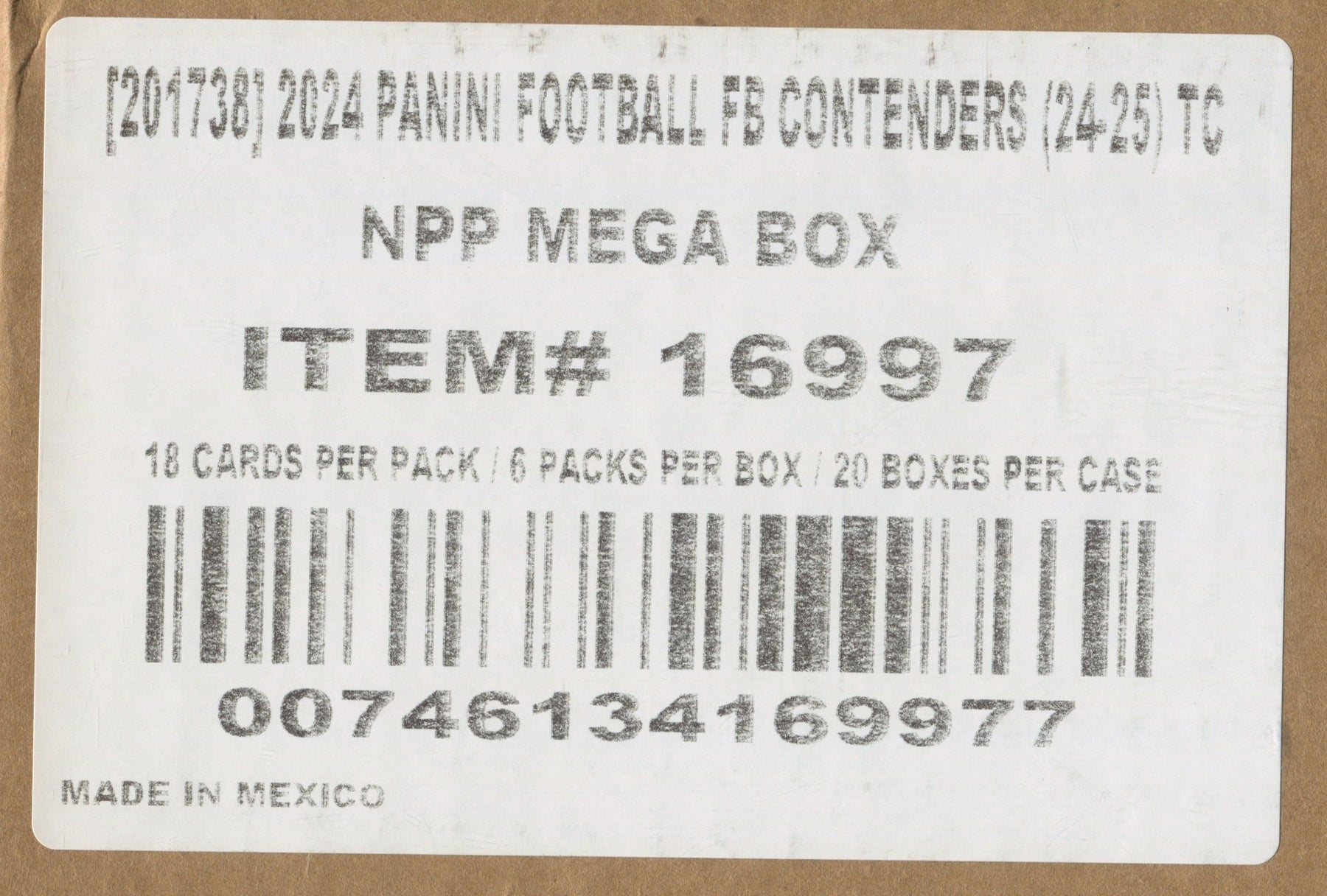 2024 Panini Contenders Football Mega, 20 Box Case