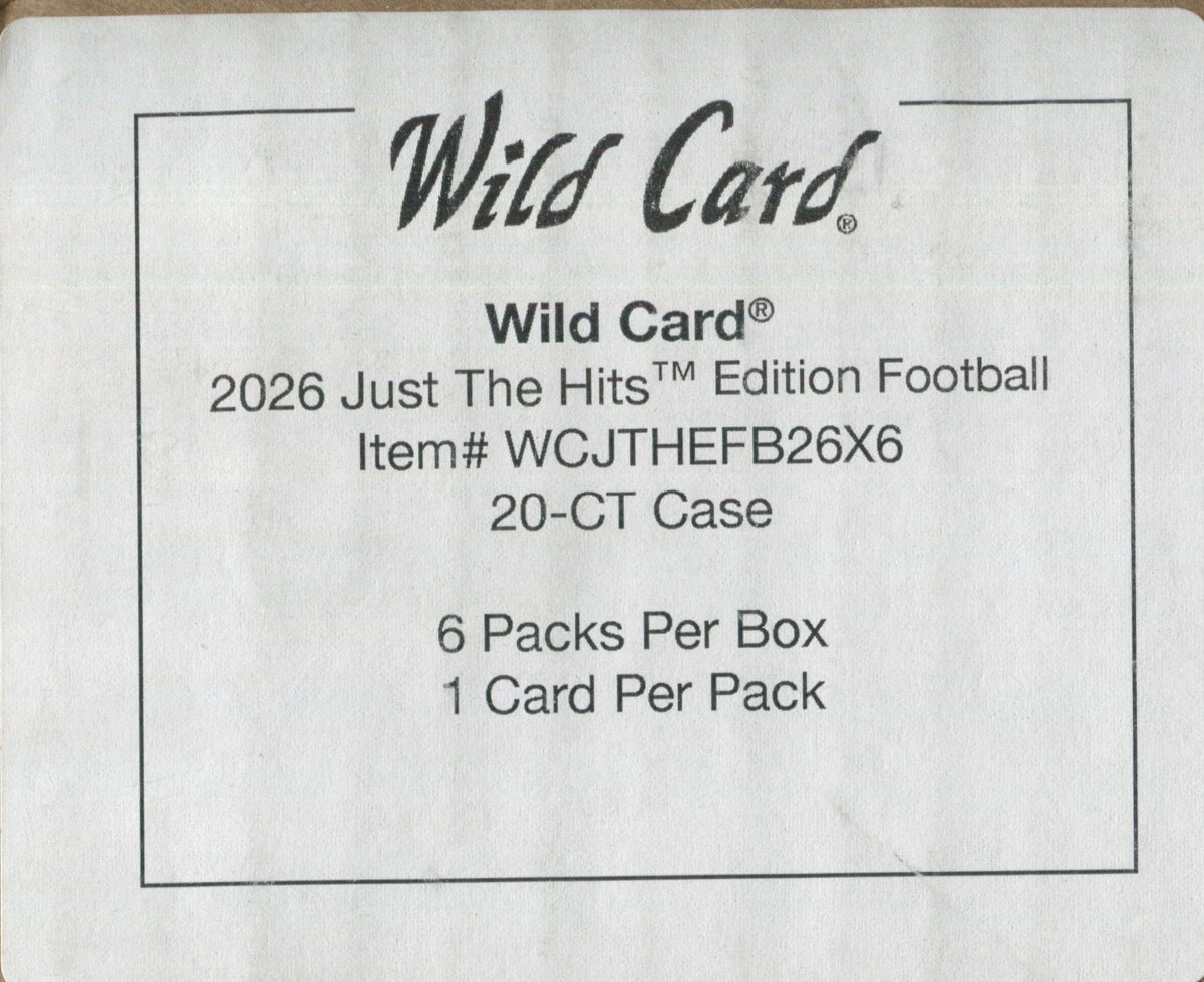 2026 Wild Card Alumination Just The Hits Football Hobby Jumbo, 20 Box Case