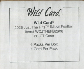 2026 Wild Card Alumination Just The Hits Football Hobby Jumbo, 20 Box Case