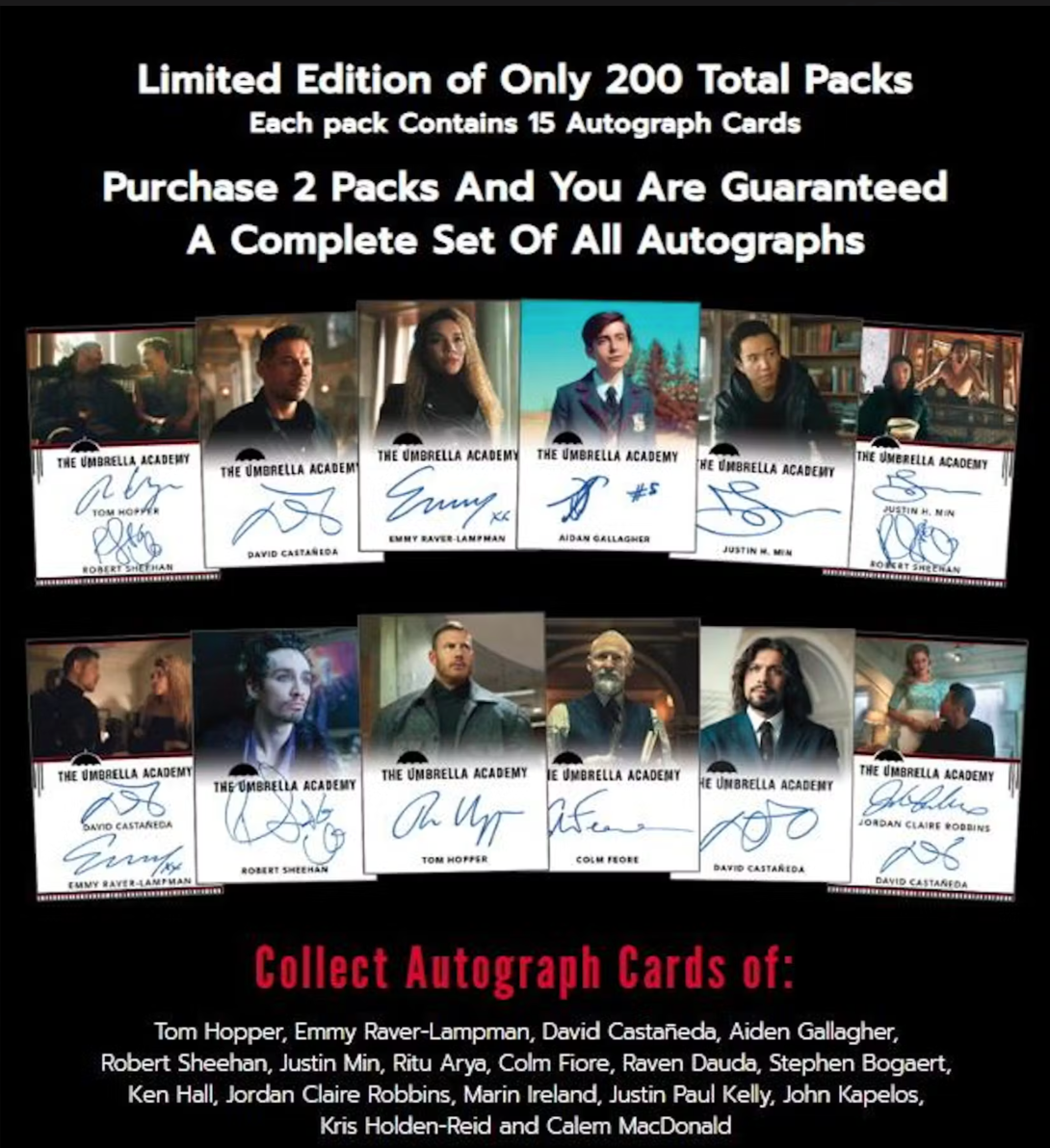 2024 Rittenhouse The Umbrella Academy Expansion, Pack A & B Lot
