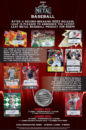 2024 Leaf Metal Baseball Jumbo, 8 Box Case