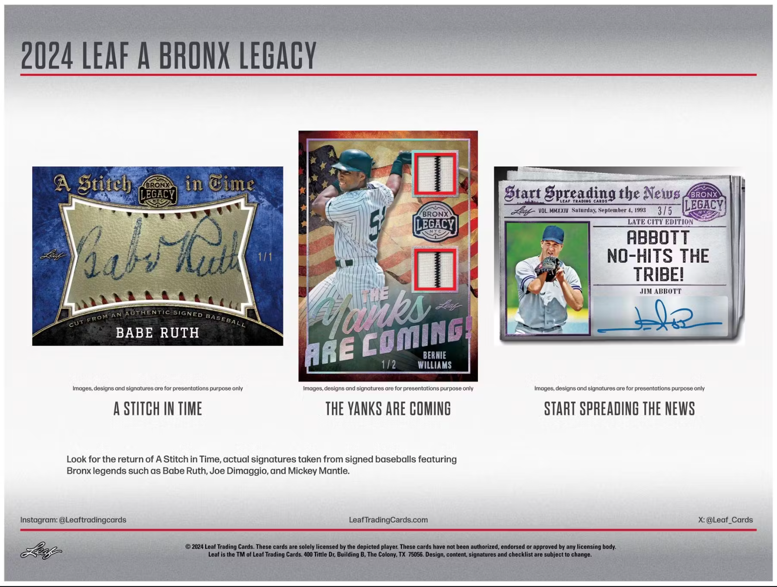2024 Leaf A Bronx Legacy Baseball Series 2 Hobby, 10 Box Case