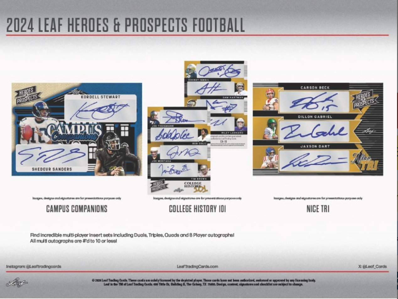 2024 Leaf Heroes & Prospects Football Jumbo, 8 Box Case