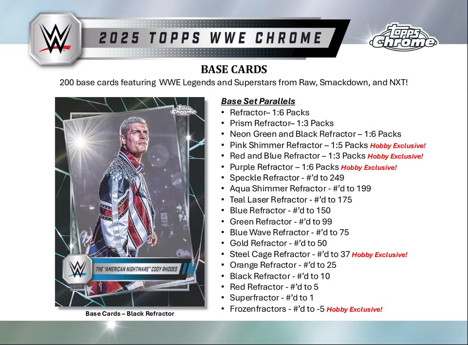 2025 Topps WWE Chrome Hobby, 12 Box Case