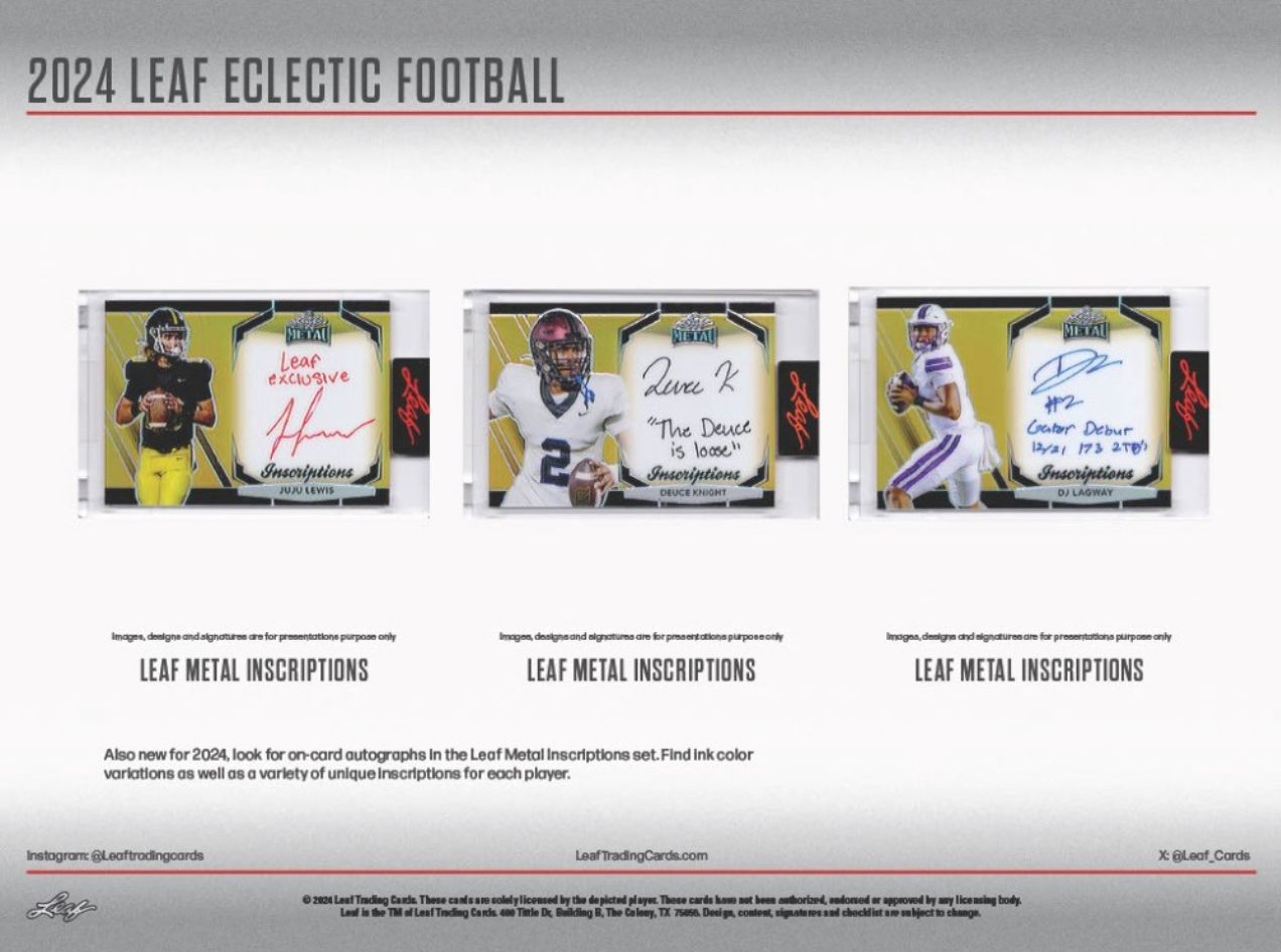 2024 Leaf Eclectic Football Hobby, 12 Box Case