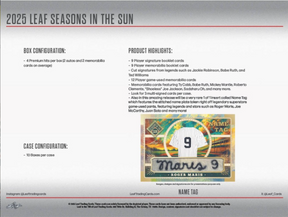 2025 Leaf Seasons In The Sun Baseball Hobby, 10 Box Case