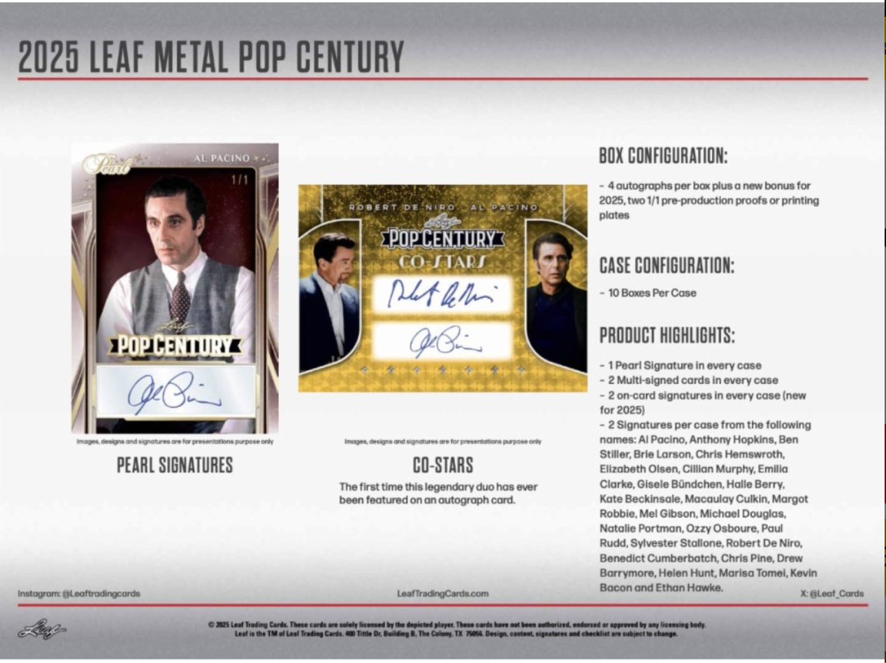 2025 Leaf Metal Pop Century Hobby, 10 Box Case