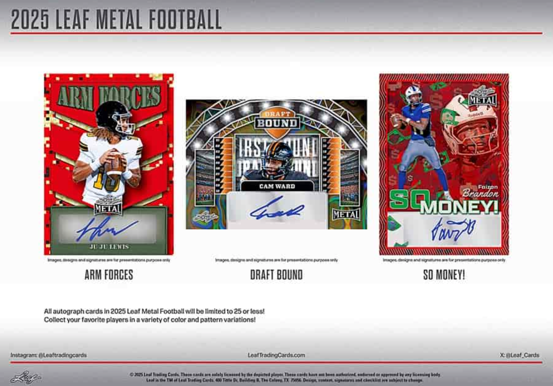 2025 Leaf Metal Football Jumbo, 8 Box Case