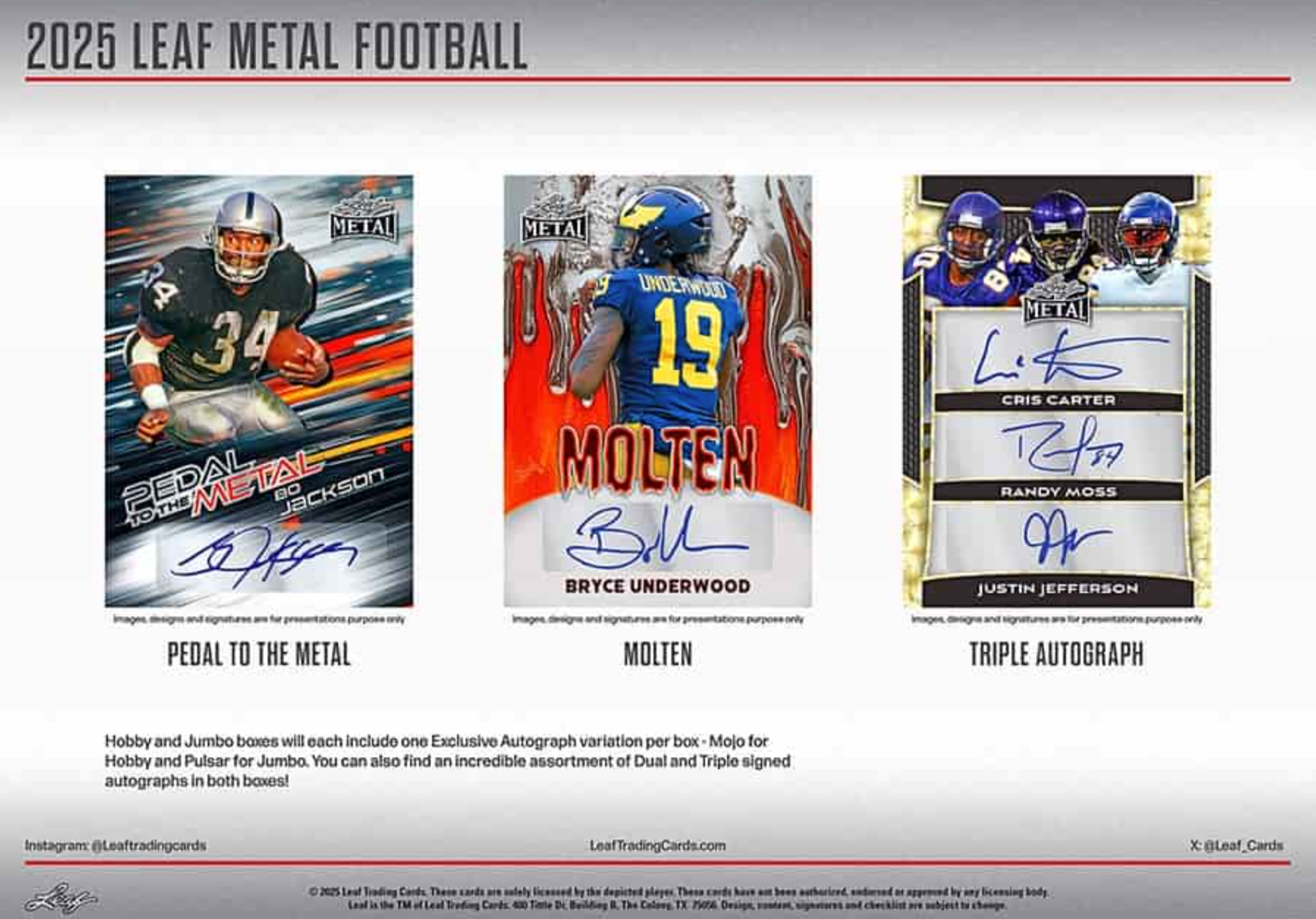 2025 Leaf Metal Football Jumbo, 8 Box Case