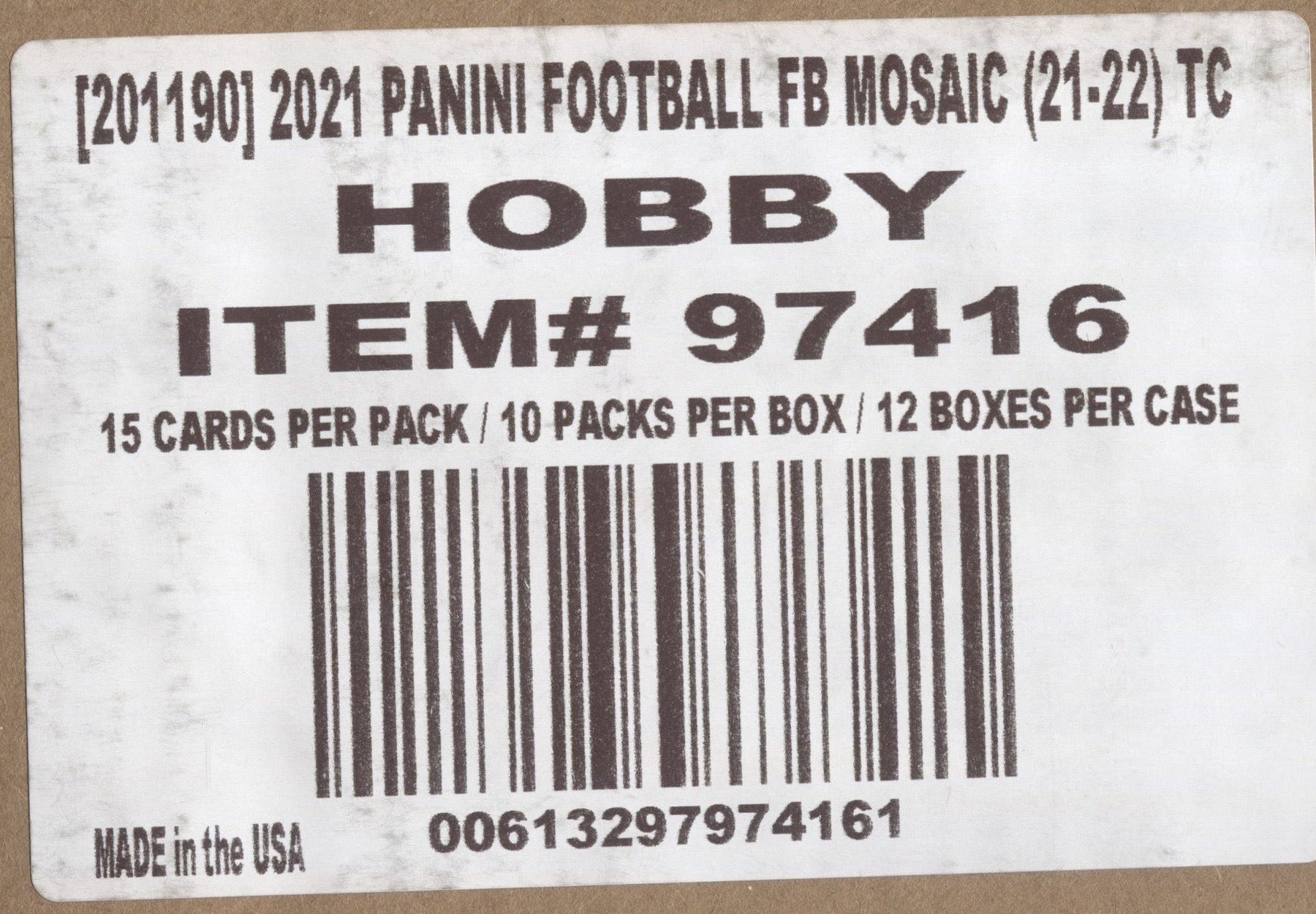 *LAST CASE* 2021 Panini Mosaic Football Hobby, 12 Box Case