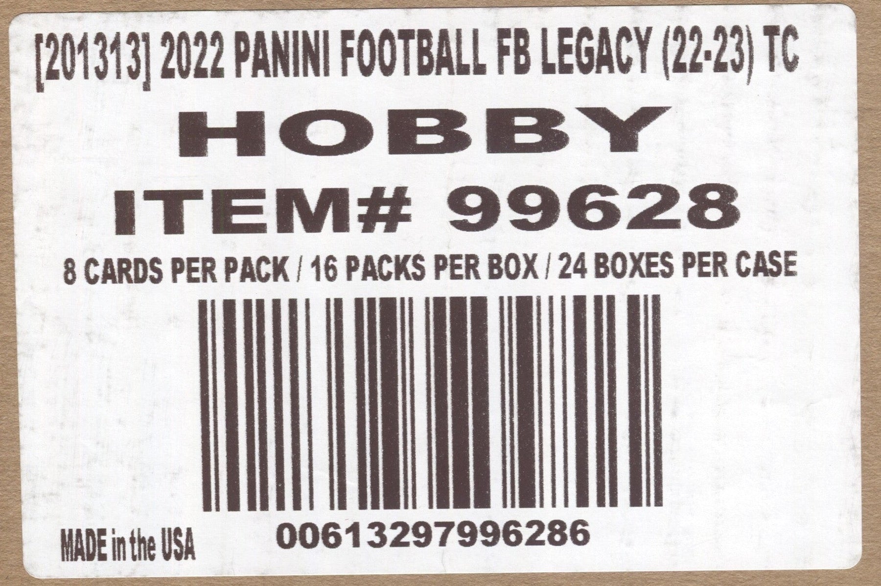 *LAST CASE* 2022 Panini Legacy Football Hobby, 24 Box Case