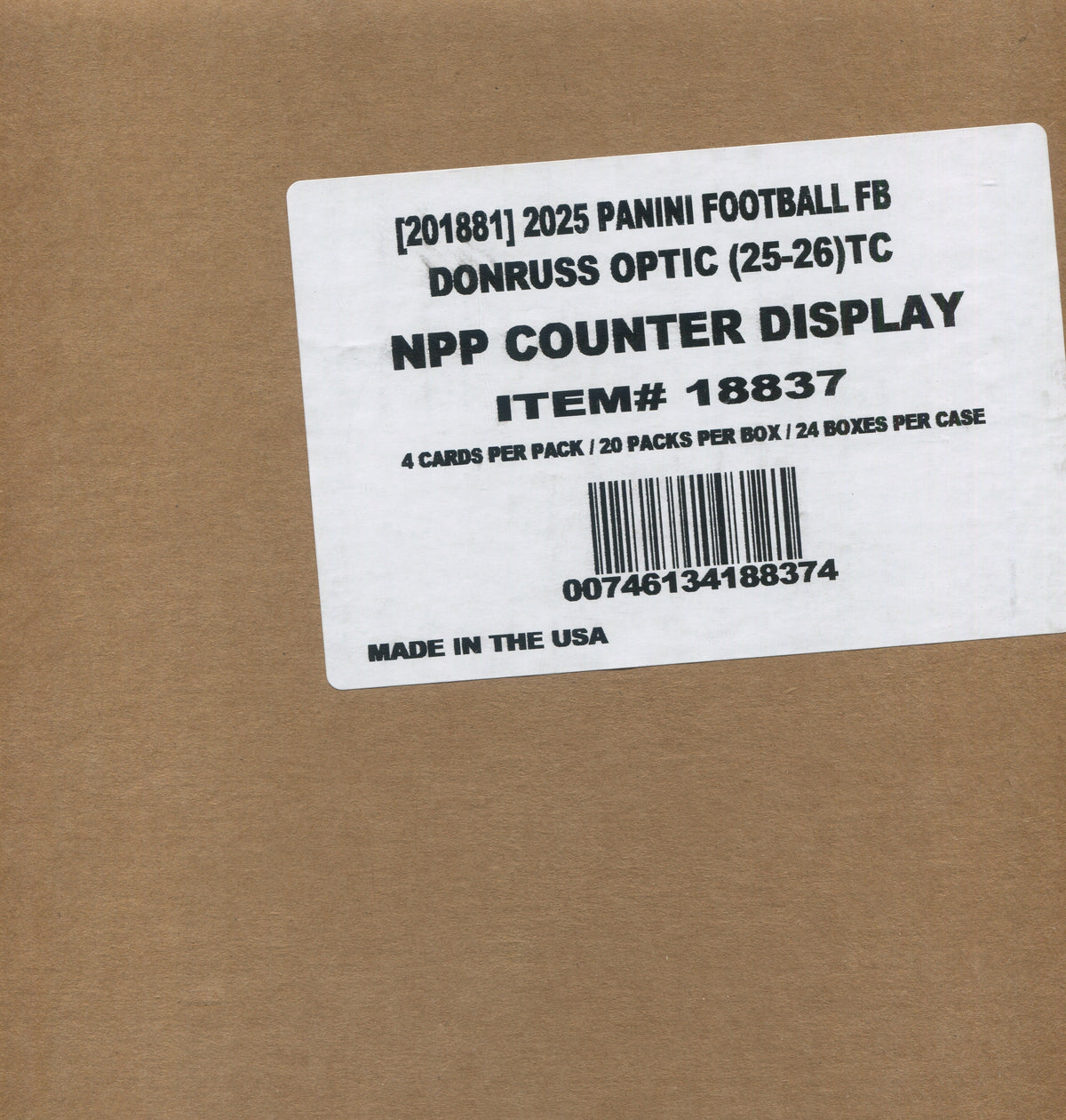 2025 Panini Donruss Optic Football Retail, 24 Box Case